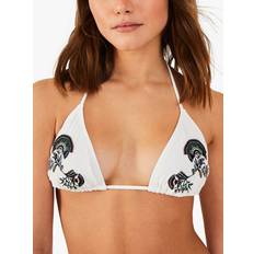 White Bikini Tops Accessorize Embroidered Fan Triangle Bikini Top, White