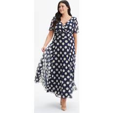 Scarlett & Jo Scarlett & Jo Isabelle Angel Sleeve Maxi Dress, Navy/Cream