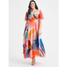 Scarlett & Jo Scarlett & Jo Isabelle Float Sleeve Maxi Dress, Peach/Multi