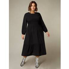 Live Unlimited Curve Shirred Yoke Midi Dress, Black