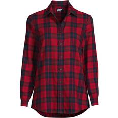 Lands' End Women Shirts Lands' End Women's Flannel Fit Long Sleeve Shirt Rich red/deep sea plaid