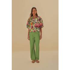 Farm Rio Green Pleat Pants, GREEN