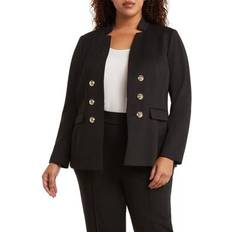 Tahari Asl Plus Ponte Faux-Double-Breasted Blazer Black