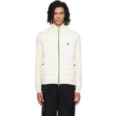 Moncler M Cardigans Moncler Off-White Quilted Down Cardigan WHITE 002