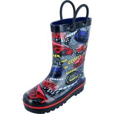 Rugged Bear Kid Race Print Rain Boots