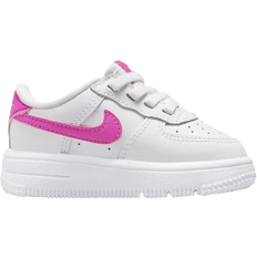 Pink Trainers Children's Shoes Nike Force 1 Low EasyOn TDV - White/Laser Fuchsia