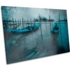 CanvasGeeks Venice Canal Boats City Blue Framed Art 91.4x61cm
