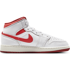 Nike Air Jordan 1 Mid SE GS - White/Dune Red/Sail/Lobster