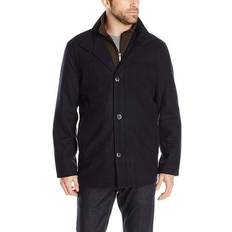 London Fog Men's Wool-Blend Layered Car Coat, Created Macy's Black/New Charcoal