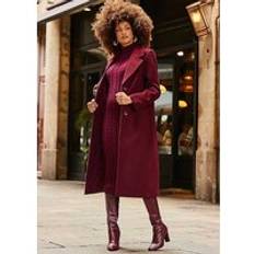 Sosandar Premium Longline Wool Coat Wine