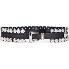 The Kooples Womens Black Stud-embellished Wide Belt