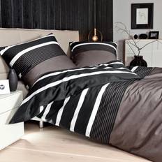 Janine Modern Horizontal Elegant Duvet Cover Black, Brown (200x135cm)