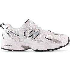 White Running Shoes New Balance Little Kid's 530 Bungee - White with Natural indigo & Silver Metallic