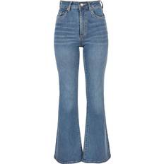 Urban Classics Women's High Waist Flared Jeans - Washed Denim