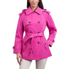 London Fog Women's Double-Breasted Belted Trench Coat Cerise