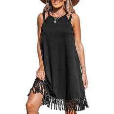 Cupshe Women's Boho Breeze Tassel Cover Up Dress Black