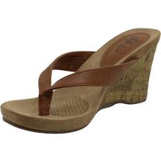 Style & Co Chicklet Wedge Thong Sandals, Created for Macy's Coffee