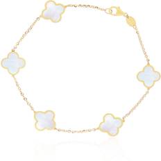 The Lovery Small Clover Bracelet - Gold/Mother of Pearl