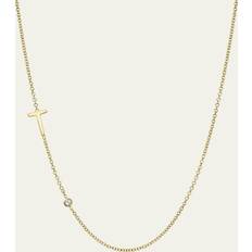 Zoe Lev 14k Gold Asymmetrical Initial and Bezel Diamond Necklace