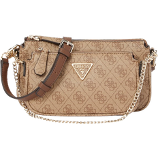 Guess Noelle Double Pouch Crossbody Shoulder Bag - Latte Logo Brown