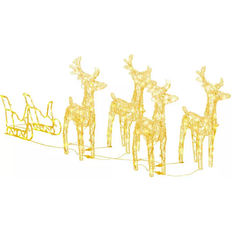 Steel Christmas Lights vidaXL Reindeers & Sleigh White Christmas Lamp 55.1cm 5pcs