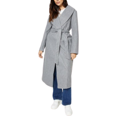 Dorothy Perkins Longline Wrap Coat - Grey Marl