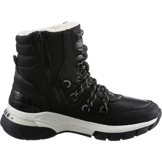 Mustang Wedge Heel Winter Boots - Black/White