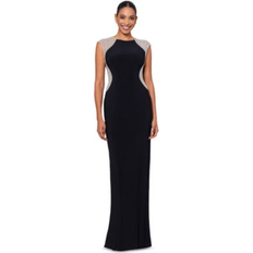 Xscape Women's Rhinestone Illusion-Trim Gown Black/Nude/Silver