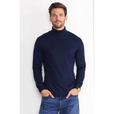 Lands' End Men's Super Soft Supima Turtleneck T-Shirt Radiant navy