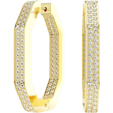 Swarovski Dextera Octagon Shape Large Hoop Earrings - Gold/Transparent