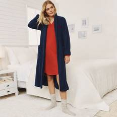 Lands' End Women Sleepwear Lands' End Women's Long Sleeve Cotton Spa Bath Robe Deep Sea Navy Petite