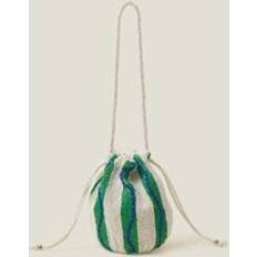 Accessorize Stripy Beaded Duffle White One Size