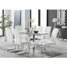 Furniturebox Tierra Modern White/Transparent Dining Set 70x170cm 7pcs