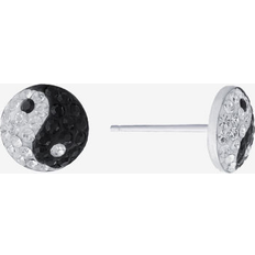 Giani Bernini Crystal Yin Yang Stud Earrings in Silver, Created for Macy's Silver