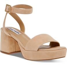 Laced Heeled Sandals Steve Madden Women's Mercerr Two-Piece Block-Heel Dress Sandals Tan