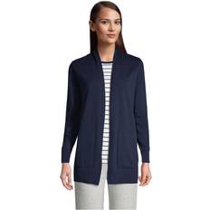 Lands' End Women Clothing Lands' End Women's Cotton Open Long Sleeve Cardigan Sweater Radiant navy