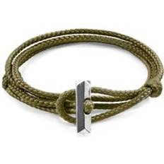 Green Bracelets Anchor & Crew Khaki Green Oxford Silver and Rope Bracelet