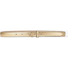 Gold - Women Belts Jimmy Choo Womens Gold/light Gold Helina Brand-plaque Mini Leather Belt