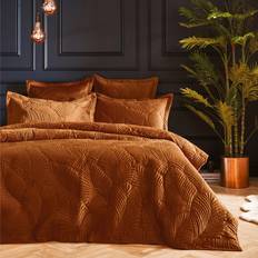 Paoletti Palmeria Quilted Double Duvet Cover Orange