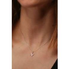 The Fine Collective Solid White Gold Diamond Initial Pendant Necklace V