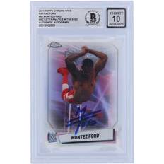 Topps Montez Ford WWE Autographed 2021 Chrome Refractors #60 Beckett Fanatics Witnessed Authenticated Card