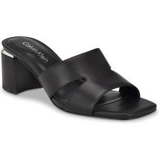 Calvin Klein Women Heeled Sandals Calvin Klein Women's Valery Block Heel Open-Toe Dress Sandals Black Leather