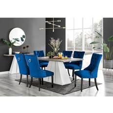 Canora Grey Athena Blue/Gray Dining Set 90x160cm 7pcs