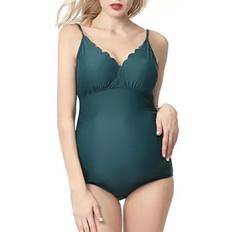 Kimi + Kai Kimber Maternity Upf One Piece Swimsuit Forest green