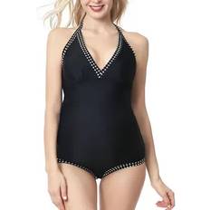 Kimi + Kai Macie Maternity Upf One Piece Swimsuit Black