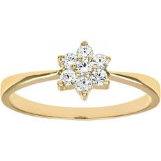 Diamant L'Eternel Womens 9ct Yellow Gold Ladies Stone Set Daisy Cluster Ring