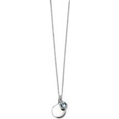 Beginnings Sterling Silver Crystal Birthstone and Disc Charm Pendant Necklace