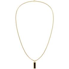 Onyx Jewellery Tommy Hilfiger Logo Pendant Necklace - Gold/Onyx