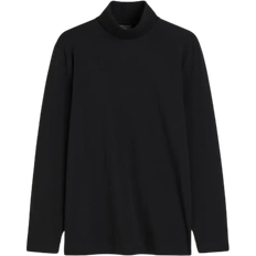 H&M Men's Slim Fit Cotton Polo-Neck Top - Black