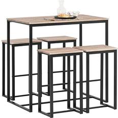 Footrest Dining Sets SoBuy OGT15-N Black/Natural Dining Set 60x100cm 5pcs